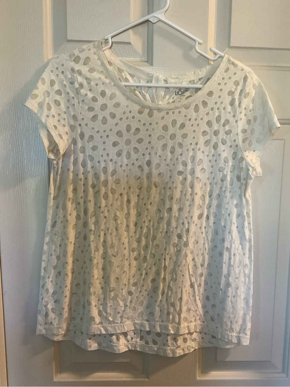 LOFT White Eyelet Short Sleeve Tee with Cutout Detail